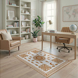 Orange Traditional Persian Sun Moon Rug