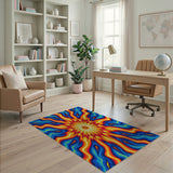 Psychedelic Sunburst Abstract Area Rug