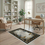 Golden Cheetahs in Ornate Tree Border Rug