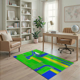 Aerial Highway Interchange Geometric Area Rug