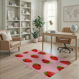 Fruit Pattern Playful Strawberry Pink Area Rug