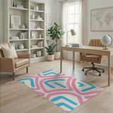 Multi-color and Patterns Teal Pink Geometric Abstract Area Rug