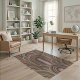 Geometric Modern Vibrant Rainbow Arch Geometric Area Rug
