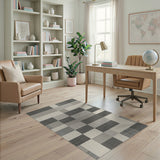 Textured Grey Geometric Patchwork Area Rug