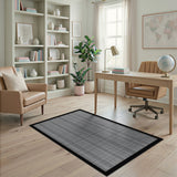 Crisp Black White Grid Geometric Rug