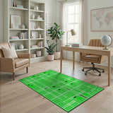 Modern Green Grid Urban Area Rug