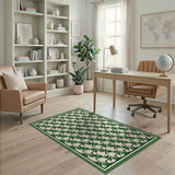 Lush Green Palm Frond Coastal Rug