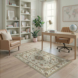 Multi-color and Patterns Cream Persian Floral Medallion Area Rug