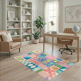 Geometric Modern Multi-color and Patterns Vibrant Geometric Patchwork Area Rug