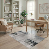 Distressed Black White Abstract Area Rug