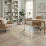 Traditional Persian Ivory Terracotta Floral Persian Area Rug