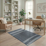 Distressed Grey Striped Woven Rug