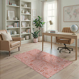 Pink Circuit Board Geometric Area Rug