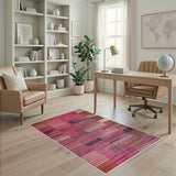 Vibrant Pink Patchwork Geometric Area Rug