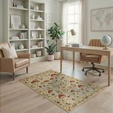 Cream Mushroom Botanical Area Rug