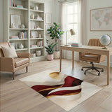 Abstract Red Wave Gold Sun Beige Area Rug