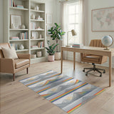 Geometric Modern Rainbow Mountain Peaks Area Rug