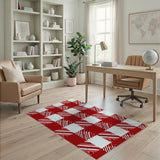 Classic Red White Checkered Farmhouse Rug