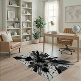 Explosive Black Ink Splatter Area Rug