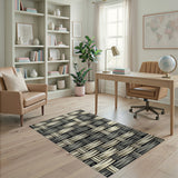 Grey Basketweave Woven Area Rug