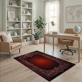 Opulent Red Velvet Curtain Frame Area Rug