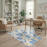 Playful Blue Cartoon Dino Area Rug