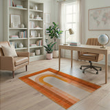 Vibrant Orange Arch Abstract Area Rug