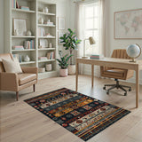 Bold Geometric Southwestern Area Rug Black Red Multi