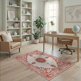 Red Ornate Red Sunburst Persian Area Rug