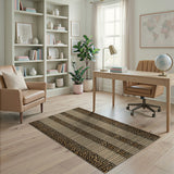 Leopard Print Textured Stripe Area Rug