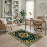 Emerald Green Gold Medallion Persian Area Rug