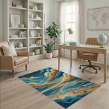 Dramatic Cloudy Skies Ocean Beach Area Rug