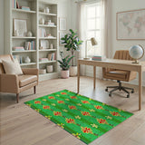 Vibrant Green Multi-Floral Pattern Area Rug