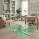 Vibrant Green Geometric Angular Area Rug