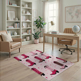 Sparkly Pink Cowboy Boots Pattern Area Rug