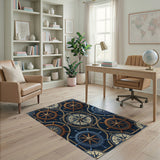 Nautical Ship's Wheel Compass Area Rug