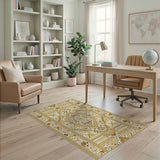 Luxurious Gold Persian Motif Area Rug