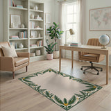 Ornate Green Fern Border Area Rug