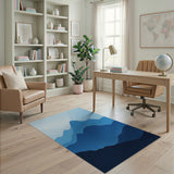 Layered Blue Mountain Peaks Area Rug