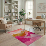 Pink Sunset Wave Abstract Area Rug