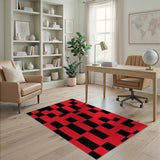 Bold Red Black Checkerboard Area Rug