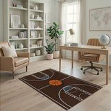 Brown Basketball Court Area Rug
