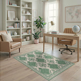 Green Ornate Green Persian Motif Area Rug