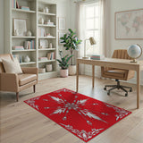 Bold Red Tribal Flame Burst Area Rug