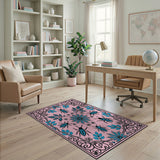 Pink Scarab Beetle Floral Area Rug