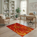 Red Fiery Flame Abstract Area Rug