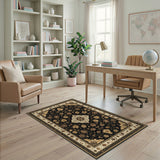 Black Floral Medallion Vintage Area Rug