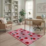 Whimsical Pink Cherry Fruit Rug