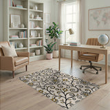 Beige Daisy Vine Floral Area Rug