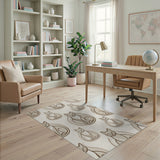 Beige Cat Pattern Washable Area Rug